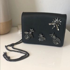 ZARA BLACK BEJEWELED CROSSBODY BAG